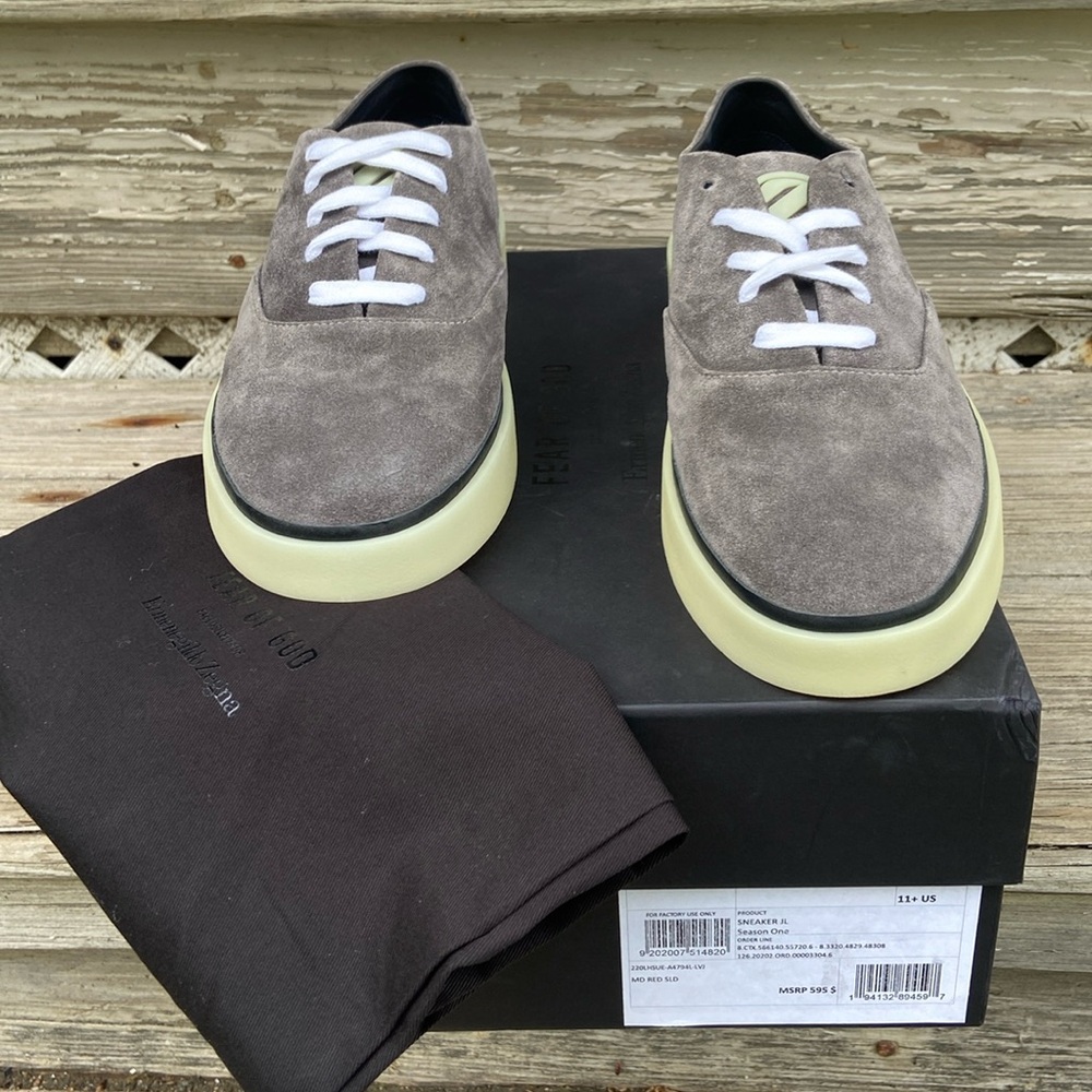 NIB Authentic Fear of God x Ermenegildo Zegna Grey Suede Sneaker Men's Size 11.5 - Picture 16 of 16